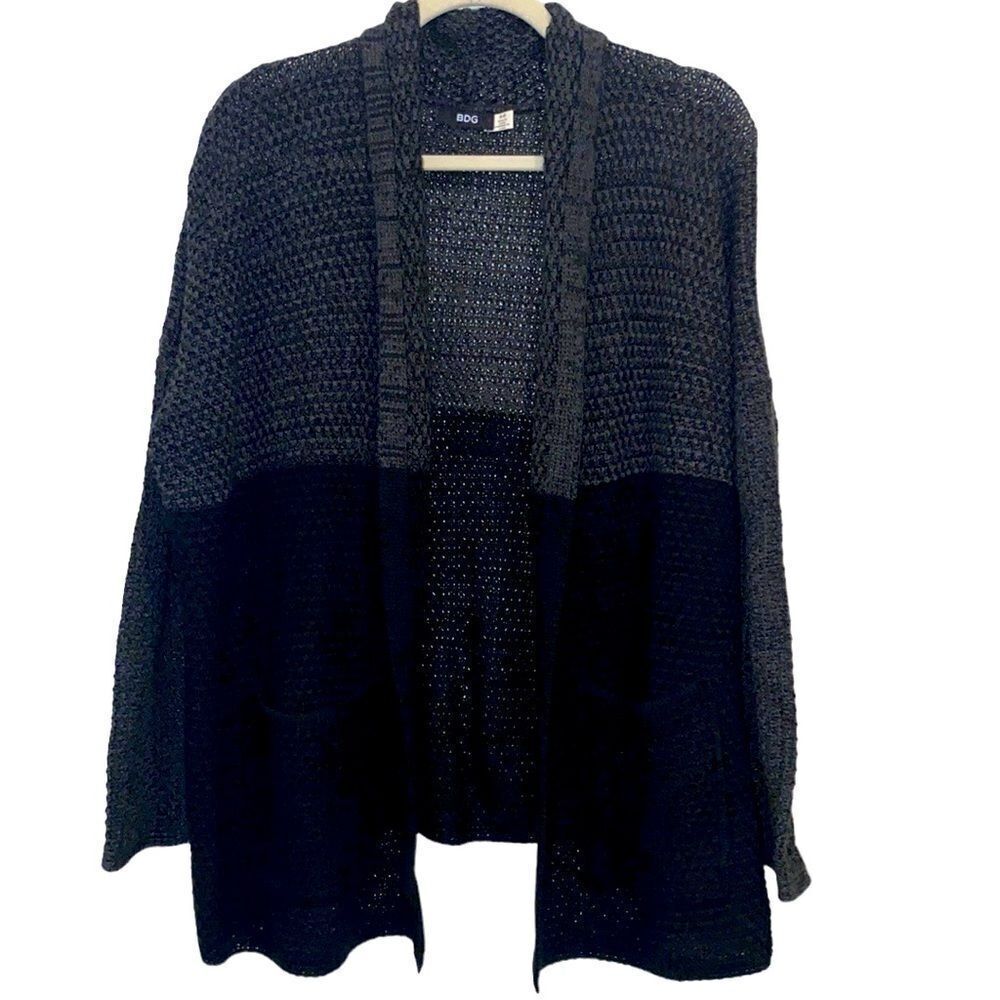 Urban Outfitters BDG XS/S Oversized Knit Open Front Cardigan Gray Black‍‍‍‍